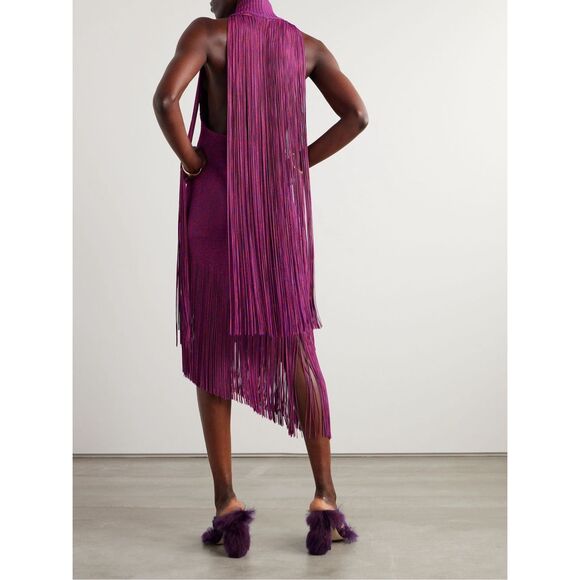 Burberry Tiered Fringe Midi-Dress Size Small $8500 - Picture 5 of 14